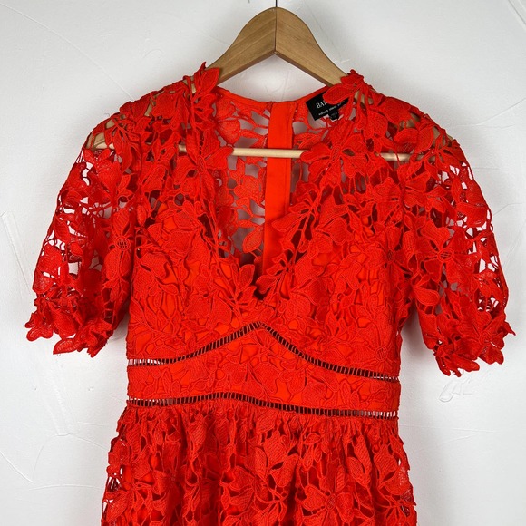 Bardot Red Ricko Fit and Flare Lace Dress - Picture 3 of 10